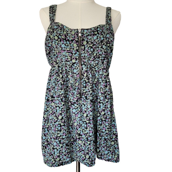 Decree Babydoll Ditsy Floral Cami Tank Top Womens XL Boho Hippie Cottagecore Zip - Picture 1 of 9